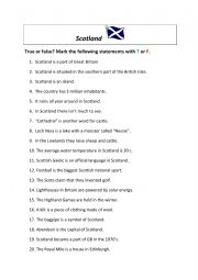 English Worksheet: True or false - Scotland