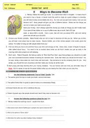 English Worksheet: 5 ways to become rich
