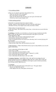 English Worksheet: Jumanji (worksheet - video guide)