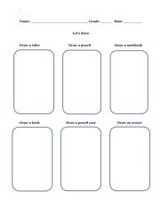 English Worksheet: Draw School supplies