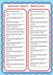 English Worksheet: Reported speech: Questions