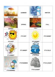 English Worksheet: THE WEATHER AND SEASON MEMORY GAME