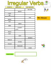 English Worksheet: Irregular verbs test 2