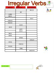 English Worksheet: Irregular verbs test 3