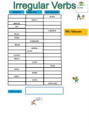 English Worksheet: Irregular verbs test 4