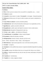 English worksheet: 4th year General revision Unit 3