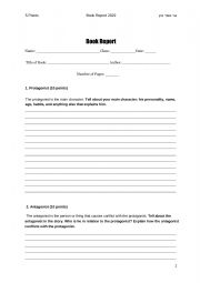 English Worksheet: Book Report 