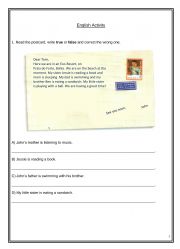 English Worksheet: English Activity - Present Continuous