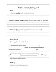 English Worksheet: Plot, Characters, Setting Test for Short Stories