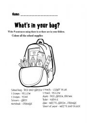 school supplies - ESL worksheet by marce19