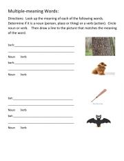 English Worksheet: Multiple Meaning Words