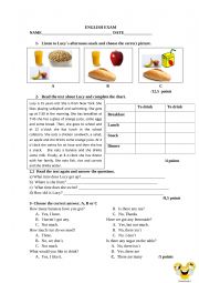 English Worksheet: exam second grade