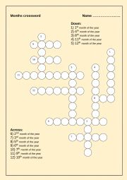English Worksheet: months crossword