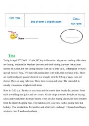 Test 6th form end of term 3 (tunisian)