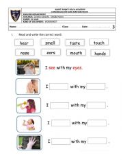 English Worksheet: my senses