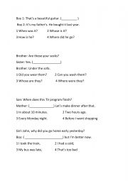English Worksheet: Eiken 4 Questions with Wh- Question Words