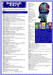 English Worksheet: Inside Out cartoon worksheet