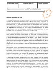 English Worksheet: Third End-Term Test  3rd form Maths &Techns 