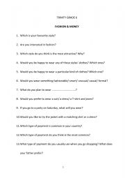 Trinity grade 6 QUESTIONNAIRE