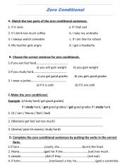 English Worksheet: Zero Conditional 