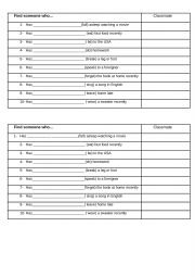 English Worksheet: Find someone who