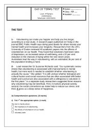 English Worksheet: end of term 3 test