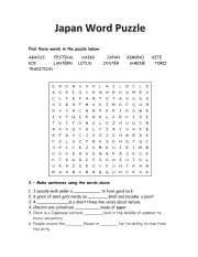 English Worksheet: Japan Word Puzzle