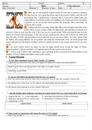 English Worksheet: active citizenship