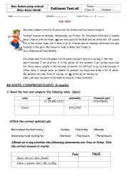 English Worksheet: Full-term Test n2