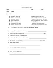 English Worksheet: Grammar practice quiz 