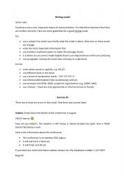 English Worksheet: Writing emails - theory and exercises
