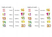 English Worksheet: Numbers 11 to 20