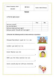 English Worksheet: 8th form review 