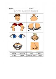 English Worksheet: Body parts song