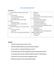 English Worksheet: THE ENVIRONMENT