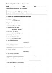 English Worksheet: simple past