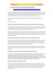 English Worksheet: INSURANCE AND BUSINESS