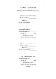English Worksheet: Summer - Calvin Harris