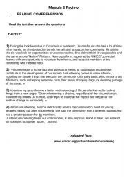 English Worksheet: Mock exam about volunteering 9th year Tunisian pupils