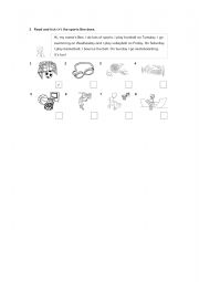 English Worksheet: sports ben does