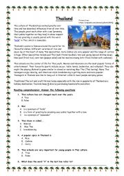 English Worksheet: World travel: Thailand