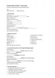 English Worksheet: Learn English with songs: Empire State Of Mind - Alicia Keys