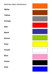 English Worksheet: colours - match with boxes