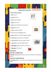 English Worksheet: Question Words