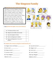 English Worksheet: The Simpsons family