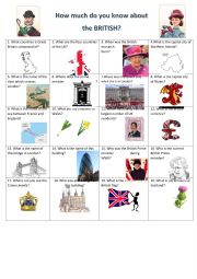 English worksheet: HOW MUCH DO YOU KNOW ABOUT THE BRITISH