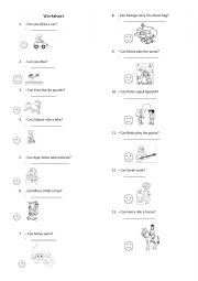 English Worksheet: Can You ... ?