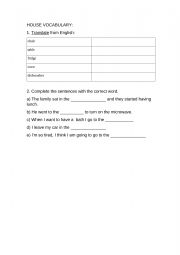 English Worksheet: Home vocabulary worksheet 