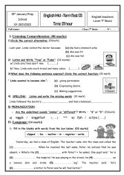 English Worksheet: English mid term test3 /7th form