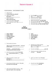 English Worksheet: GESE TRINITY GRADE 1